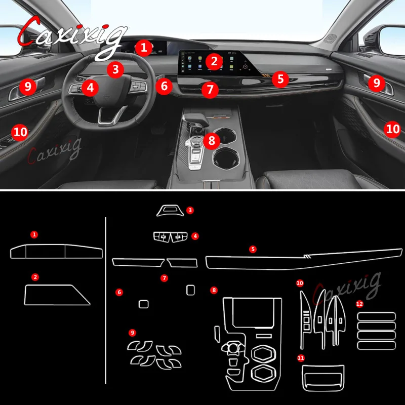 Прозрачная пленка из ТПУ для Changan UNIK UNI K защитные наклейки салона автомобиля