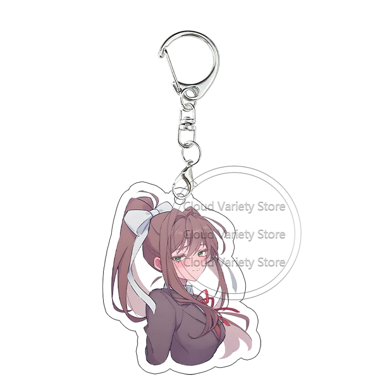 Фото Акриловый брелок Doki Doki Literature Club: подвеска для сумки с персонажами аниме-игры, коллекционная фигурка, аксессуар для косплея №3