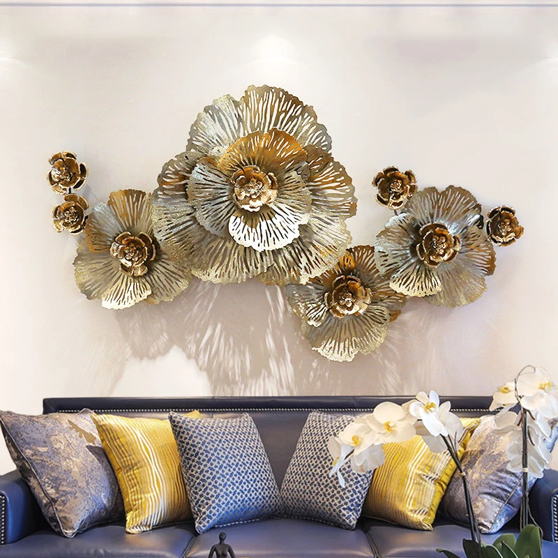

Европейский роскошный 3D стерео кованый железный настенный подвесной пион, искусственный цветок, ремесла, украшение для дома, дивана, настенный фон, украшение