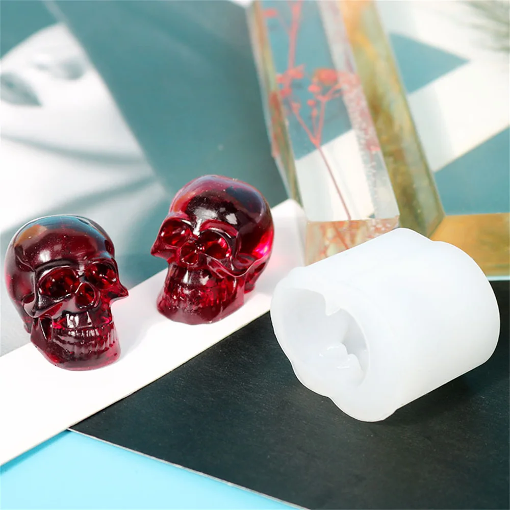 

3D Mini Skull Head Silicone Mold DIY Pendant Bracelet Necklace Key Chain Making Crystal Epoxy Resin Casting Mould Clay Crafts