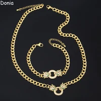 donia jewelry european and american fashion leopard titanium steel micro set zircon necklace bracelet luxury necklace set gift