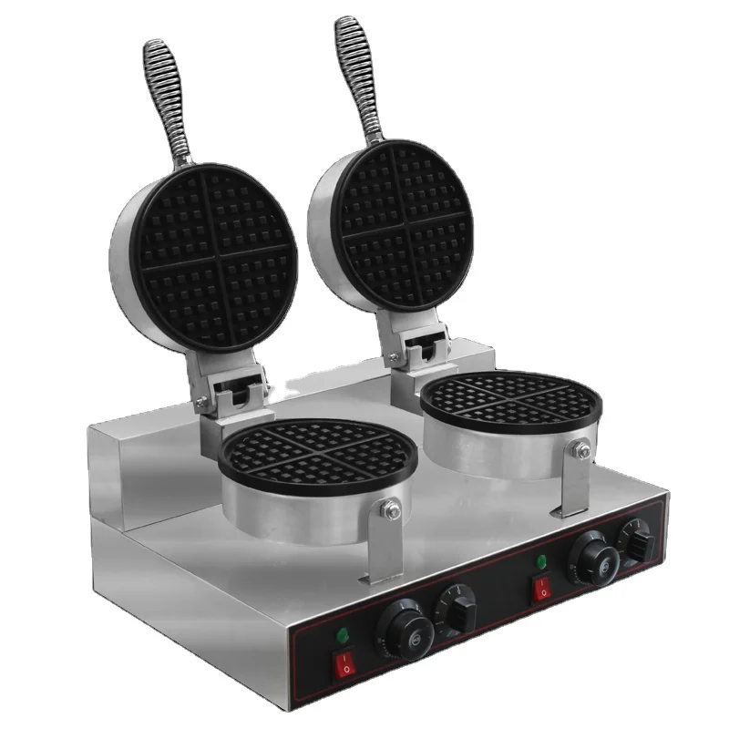 

Free shipping Electric Commercial waffle baker double head waffle making machine Ice Cream Waffle Cone Maker