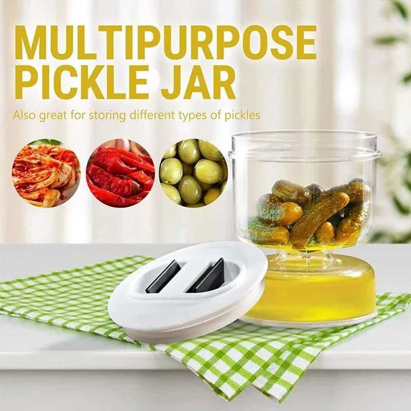 Wet And Dry Separation Pickle Jar Pickle Jar Pickle Flip Jar Pickle Container With Strainer Hourglass Pickle Jar Kitchen Tool