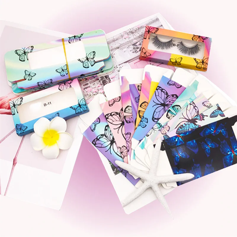 Картонная бумажная упаковочная коробка в виде бабочки для длинных ресниц 25 мм