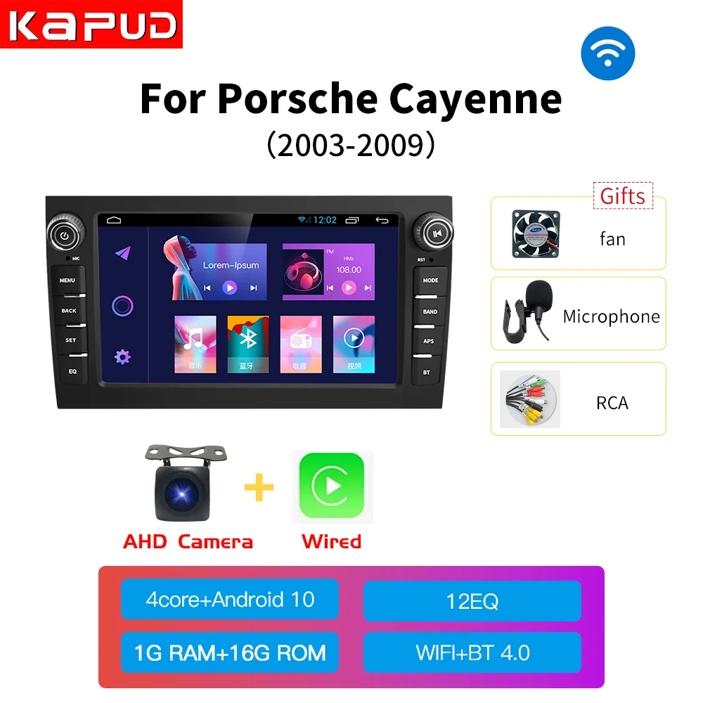 

Автомагнитола Kapud, Android 11, GPS-навигация, DSP 4G CarPlay, автомобильный мультимедийный плеер, стерео для Porsche Cayenne 955 957 GTS 2003-2010