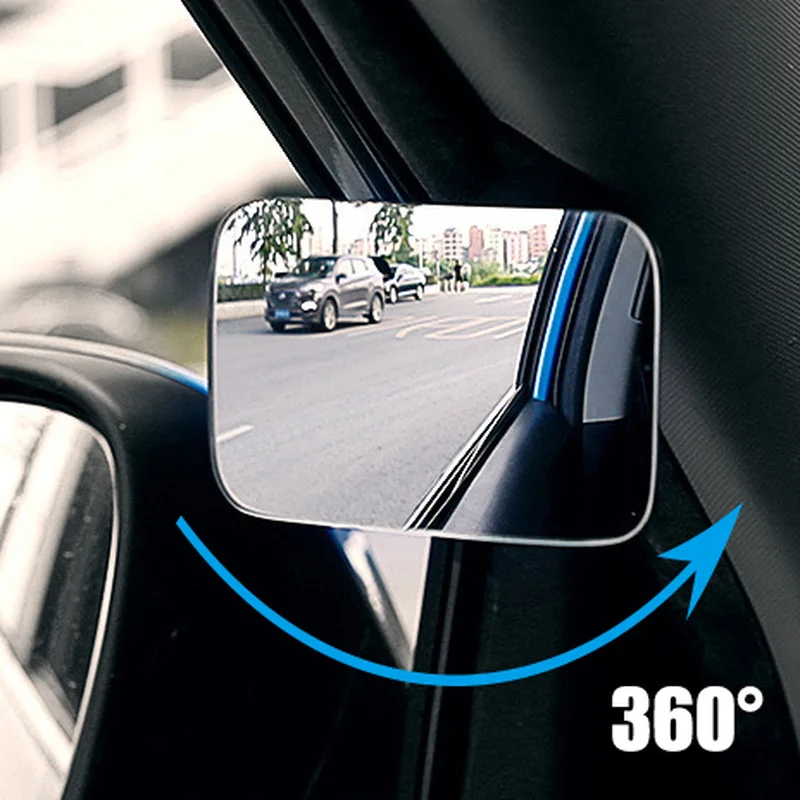 

Car Auxiliary Blind Spot Mirror Interior HD Convex Rearview Mirror 360 Degree Wide Angle Adjustable Parking Rimless Mirrors