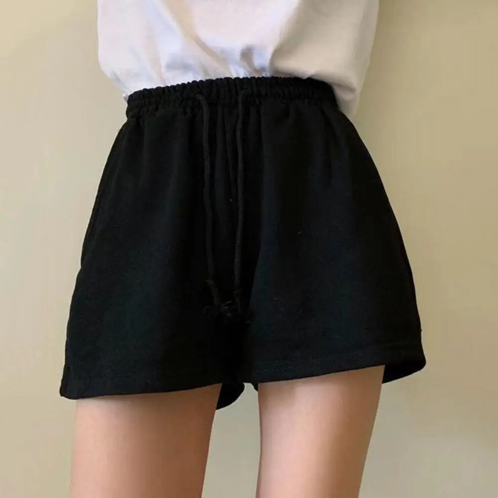 

Stylish Lady Sports Shorts Simple Design Women Summer Shorts Elastic Waist Workout High Waist Straight Lady Sports Shorts