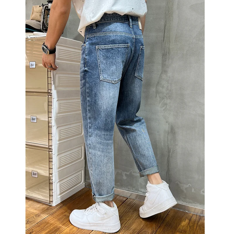 Men Clothing 2022 Autumn and Winter New Straight Loose Cylinder Jeans Vintage Comfortable Blue Temperament Harun Trousers Female