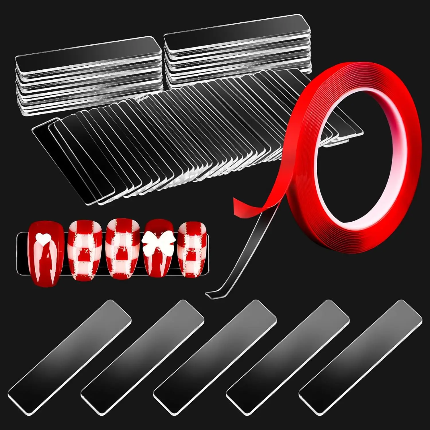 Стенд для демонстрации ногтей прозрачный двухсторонний 10 м 50 шт.