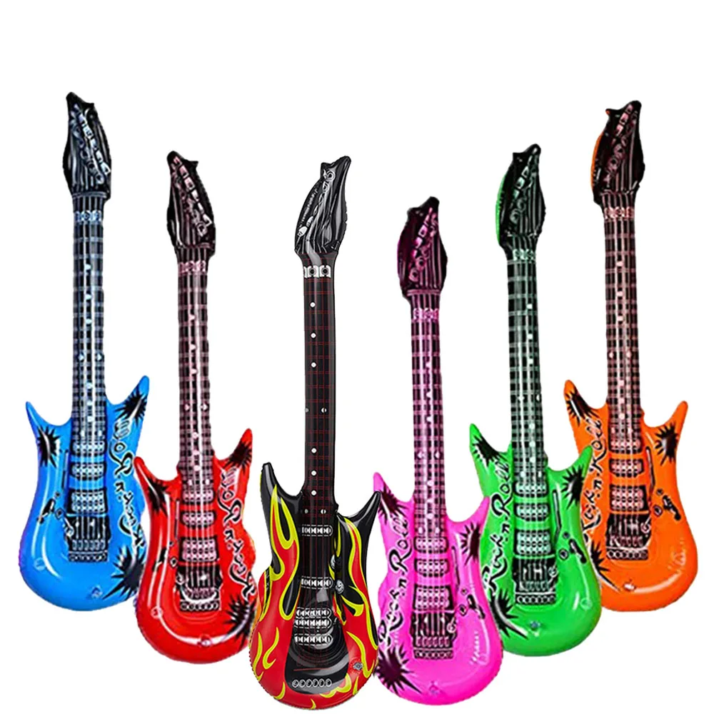 35inch Inflatable Guitar Inflatable Rock 'N Roll Electric Guitar for 80s 90s Themed Party Adults Kids Music Birthday Party