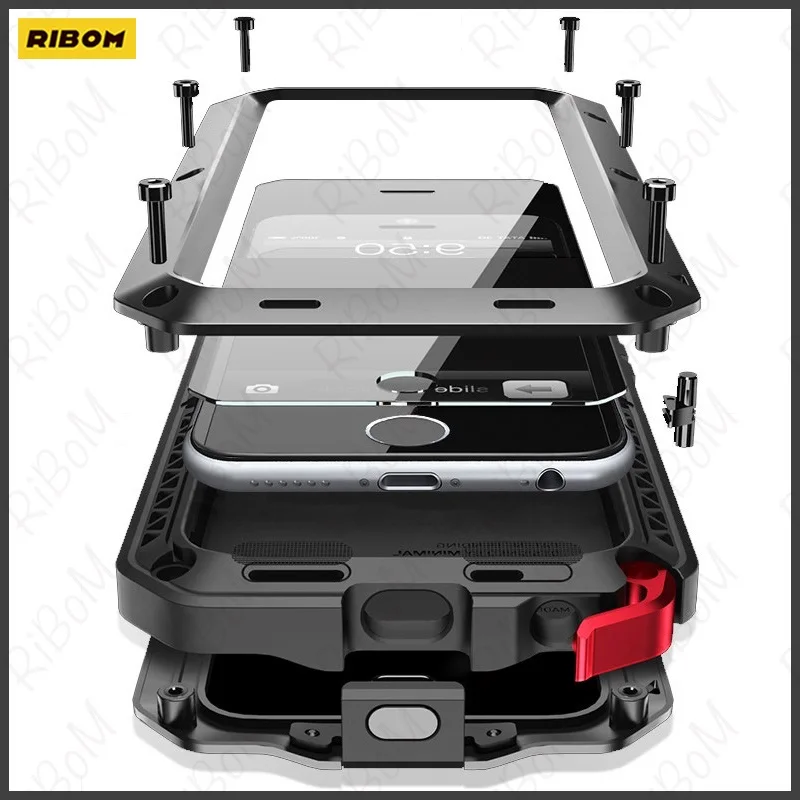 

NEW New Heavy Duty Protection Doom Armor Metal Aluminum Phone Case For IPhone 6 6S 7 8 Plus X 5S SE 12 12 Pro Shockproof