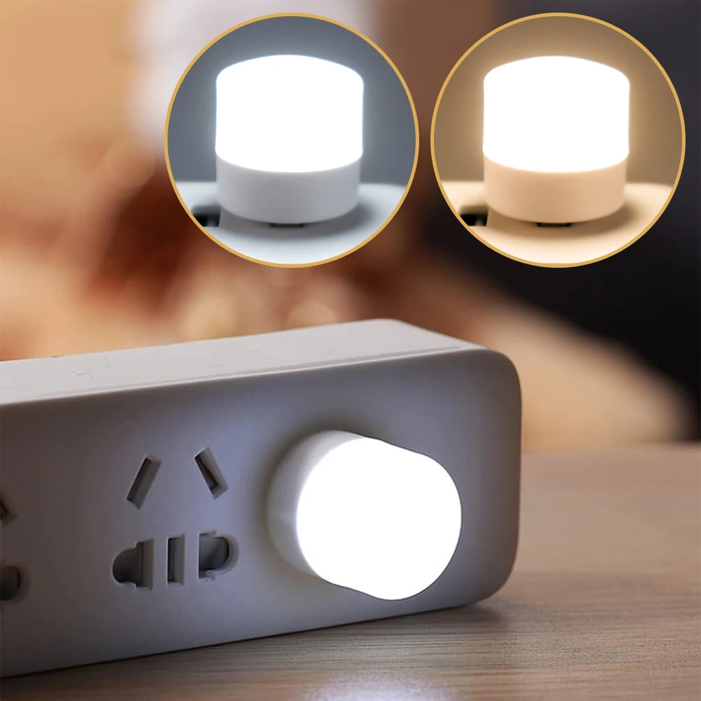 

5pcs LED Night Lamp 5V 1W USB Plug Night Light Eye-Protection Book Reading Light Computer Mobile Power Charging Glow in The Dark