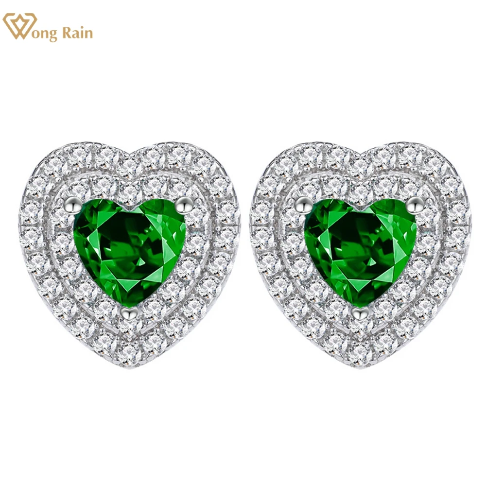 

Wong Rain, 100% 925 пробы, серебро, 5 мм, сердце любовь, изумруд, высокоуглеродный алмаз, драгоценный камень, серьги, ювелирные украшения, оптовая прод...