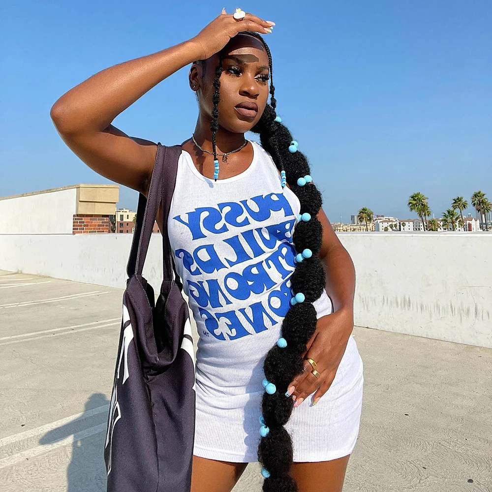 

2022 Spring and Summer New Casual Sleeveless Vest Dress Sexy Print Low Neck Mini Bottoming Skirt Nightclub Hot Girl Skirt