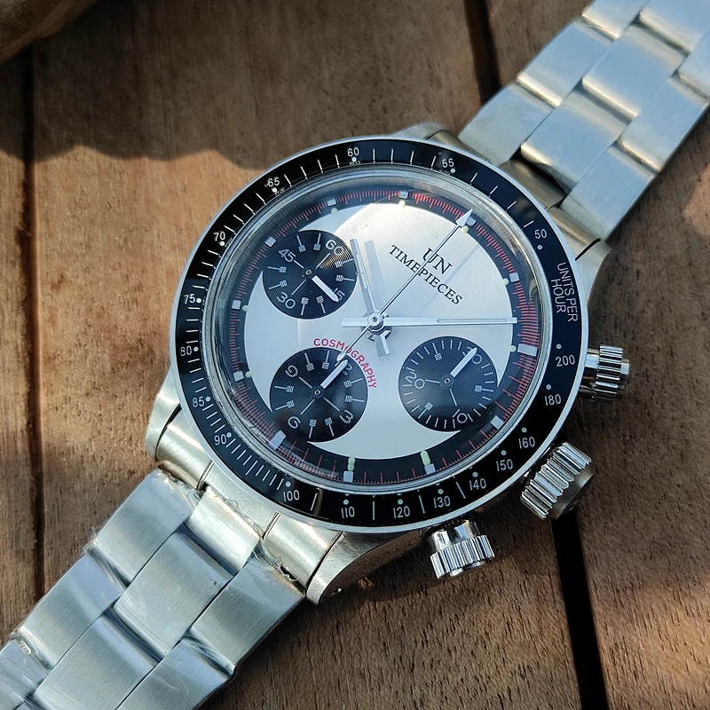 

Panda Dial AAA Men's Automatic Watch 7750 Self-winding Chronograph Movement Waterproof Luminous Stainless Steel Retro Wristwatch