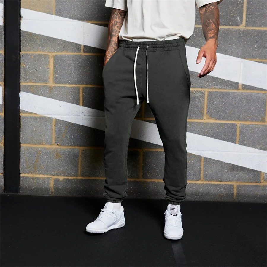 Fitness Running Training Sports Pants Solid Color Cotton Men Breathable Slim Beam Mouth Casual Health Pants Jogging Men Trousers