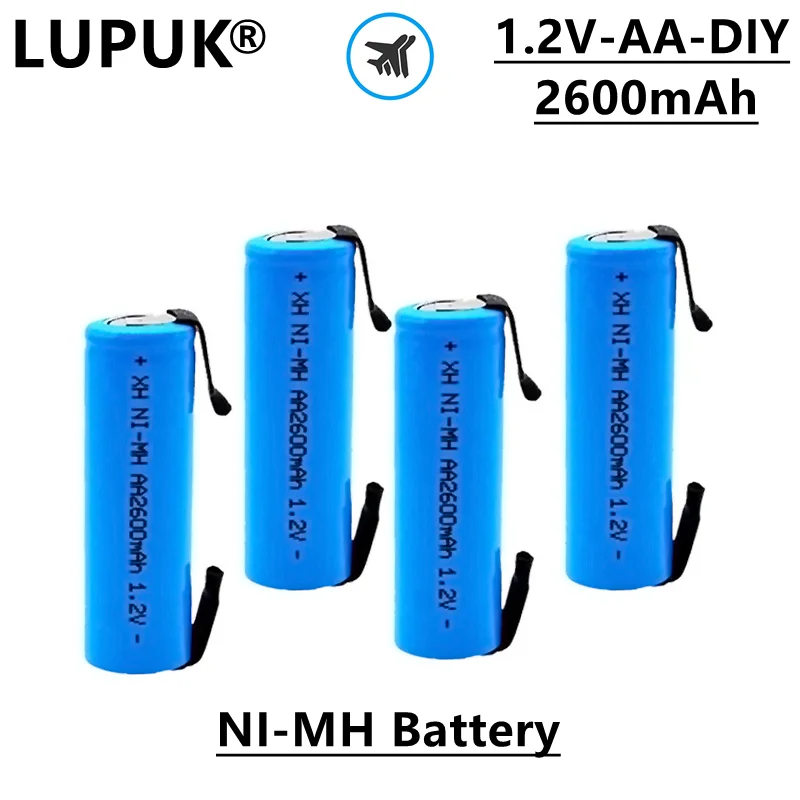 

LUPUK-AA 1,2 V, NI MH аккумуляторная батарея, DIY, 2600mAh, светильник и легко носить с собой, используется для электрической зубной щетки, бритвы и т. д.