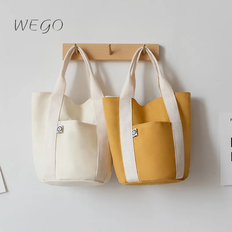 

Magnetic Buckle Lunch Bag Daily Portable Portable Lunch Bag Canvas Female Lunch Box Handbag Bucket Small Bucket Bag