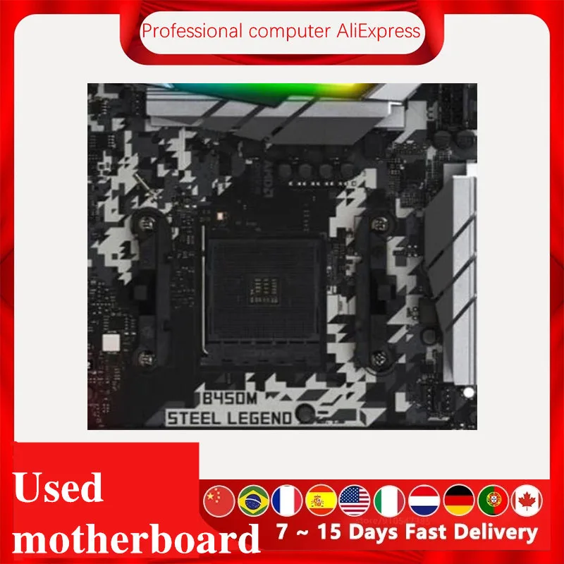 Материнская плата для ASRock B450M Steel Legend разъем AM4 DDR4 AMD B450 оригинальная настольная