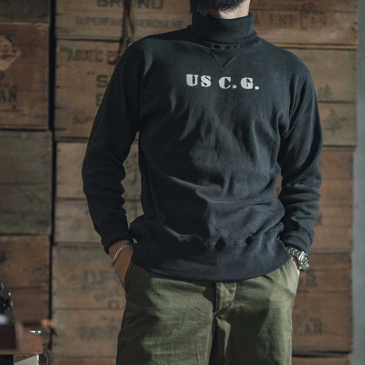 Прочная Мужская Базовая футболка с длинным рукавом и высоким воротником