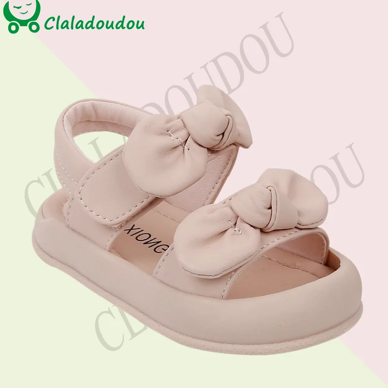 

12-16cm Brand New Summer Kids Sandals For Girls Bowtie Solid Toddler Flats Shoes Soft Sole Sandale Enfant Girl Fashion Slippers