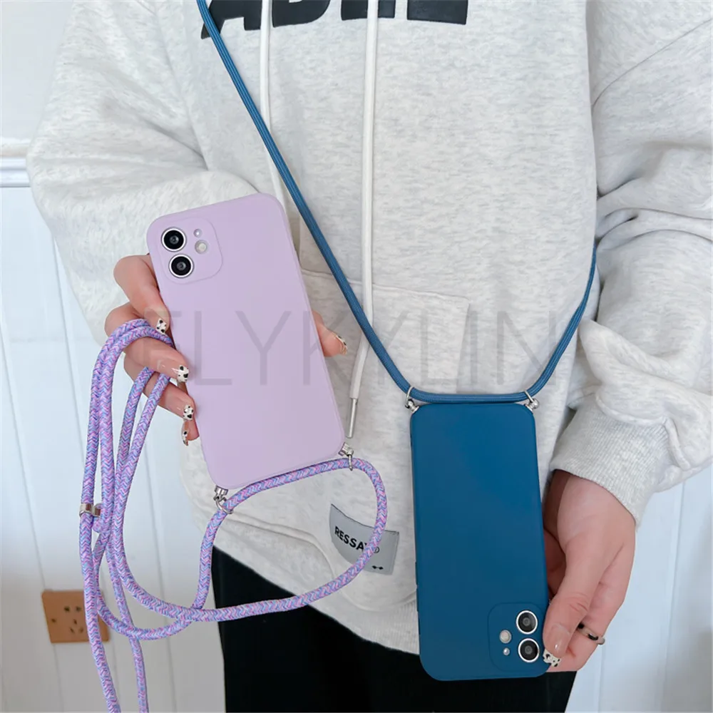 necklace lanyard soft silicone case for xiaomi 11 lite poco x3 pro nfc redmi note 10 8 9 pro 9s 8t 8 7 10s 9s 9t 9a phone cover free global shipping