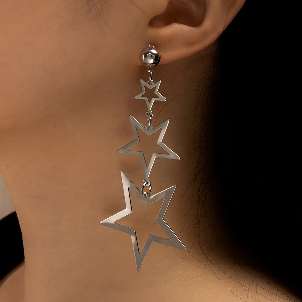 

Fashion Gold Long Dangle Earrings for Women Girls Hollow Stars Drop Earring Vintage Gold Brincos Bohemia Star Jewelry
