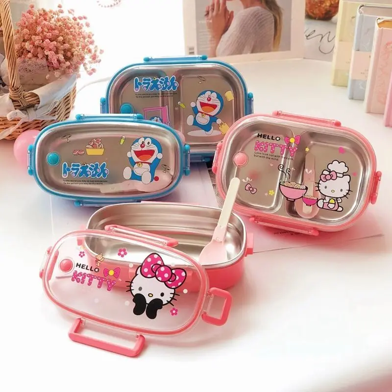 

Hello Kitty 304 stainless steel insulated lunch box lovely students boys and girls compartmentalized single-layer bento box