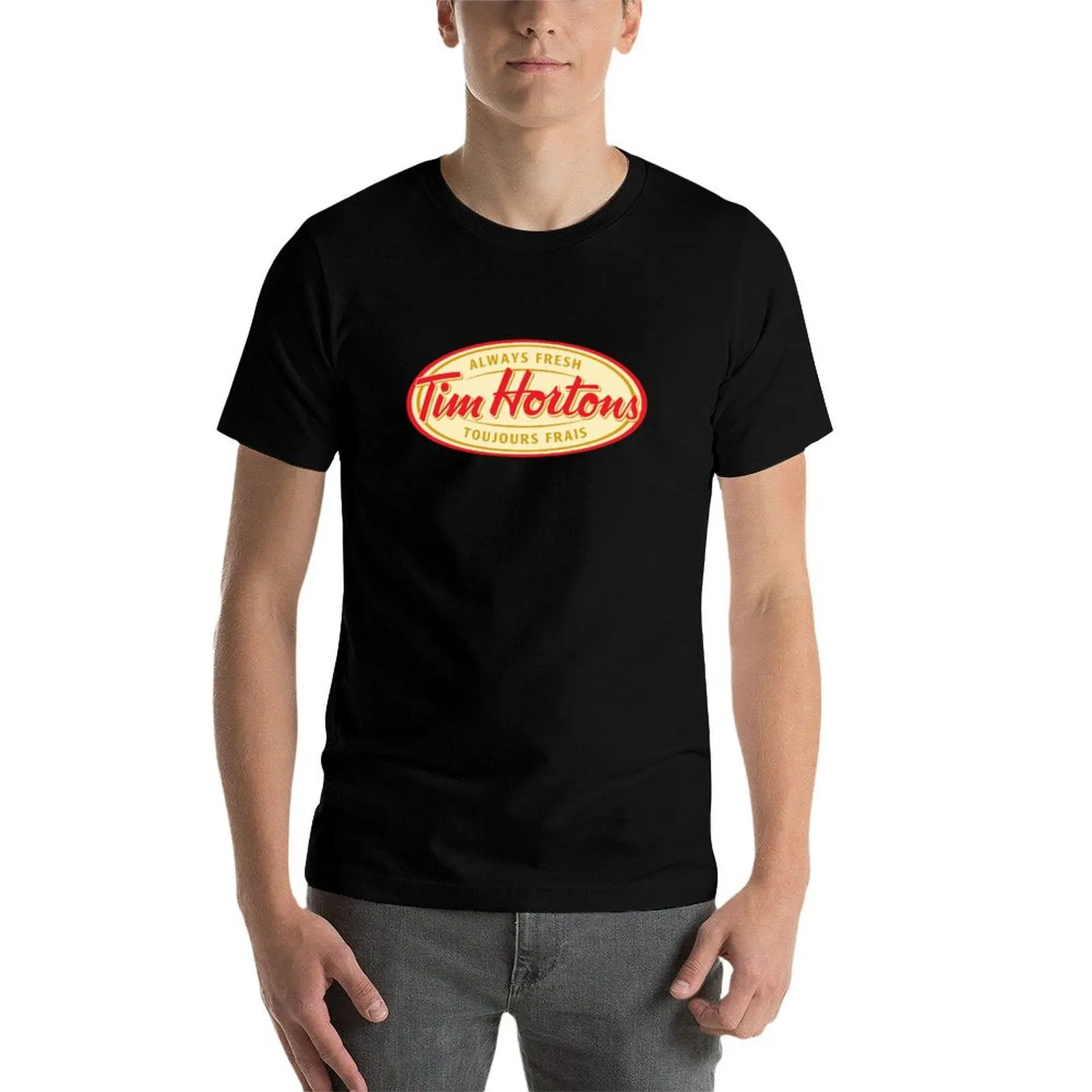 Фото Винтажная футболка с логотипом Tim Hortons, ретро-футболка, 100% хлопок, мужская футболка, облегающая футболка с графическим принтом для мужчин, футболка №4