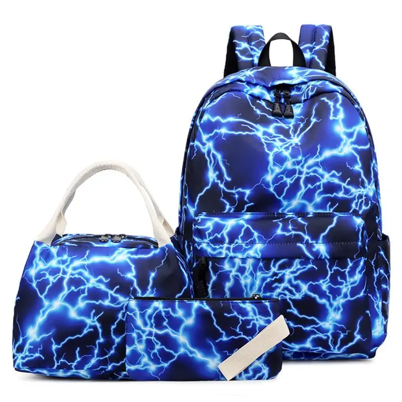 

3pcs Nylon Backpack School Laptop Daypack Teenage Schoolbag Bookbag Set Lunch Bag Purse for Girls Boys