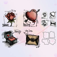 love valentines day cutting dies clear stamp heart roses diomand diy scrapbook stencil decor metal dies stamps for cards