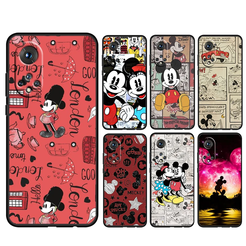 

Cute Mickey Disney For Honor 70 60 50 X30 9C 9X 9A 8X MAX Pro Plus Lite SE Soft Silicone Black Phone Case