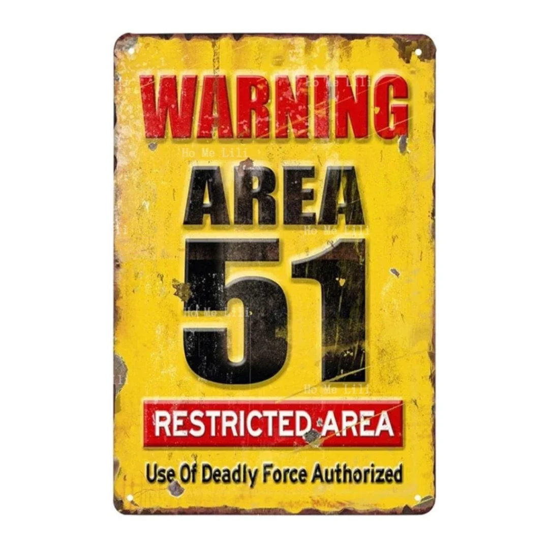 Area 51 No Trespassing Военный Ретро Винтаж Металлическая Оловянная Вывеска Кофе-бар