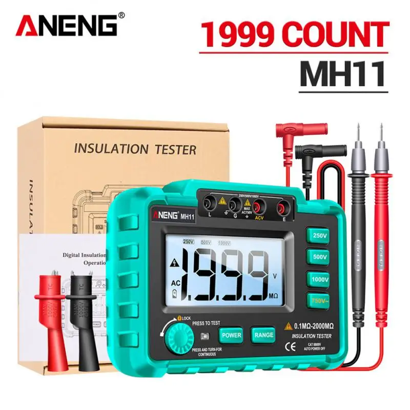 

ANENG MH12 MH11 Digital Megohmmeter Meters 250/500/1000V Insulation Earth Resistance Meters Tester cable Voltmeter Megger Meter