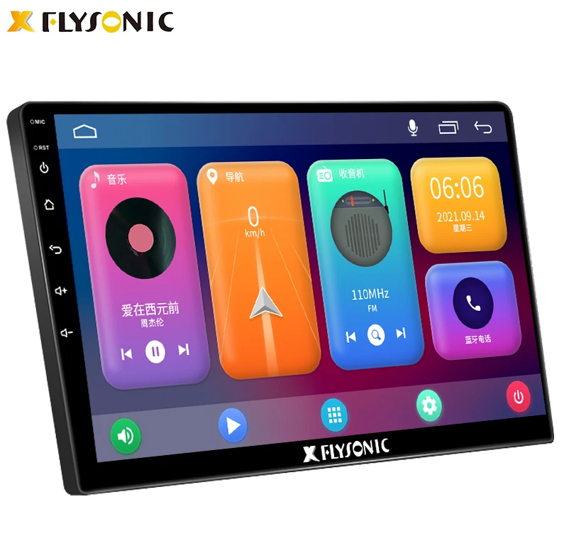 Фото Flysonic Двухдиновый универсальный автомобильный радиоприемник на Android 10 с сенсорным экраном IPS, GPS-навигацией, потоковым медиа и DVD-плеером. №2