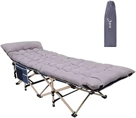 

Cots with Removable Mattress, Lounge Chair, Cot for Adults, Camping Bed, with Pillow, Carry Bag & Storage Pocket, Extra Wide