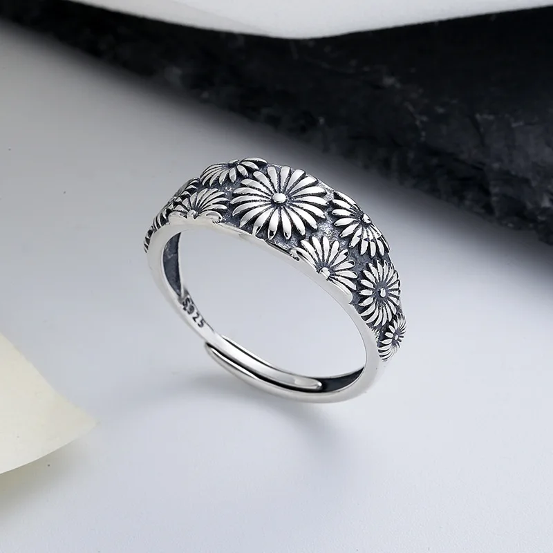 

Vintage Fashion Sunflower Daisy Rings Ladies Party Rings Boho Botanical Accessories Jewelry