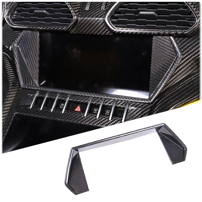 

Real Carbon Fiber Car Interior Dashboard Panel Navigation Screen Frame Cover Trim For Lamborghini URUS 2018-2021 Auto Accessorie