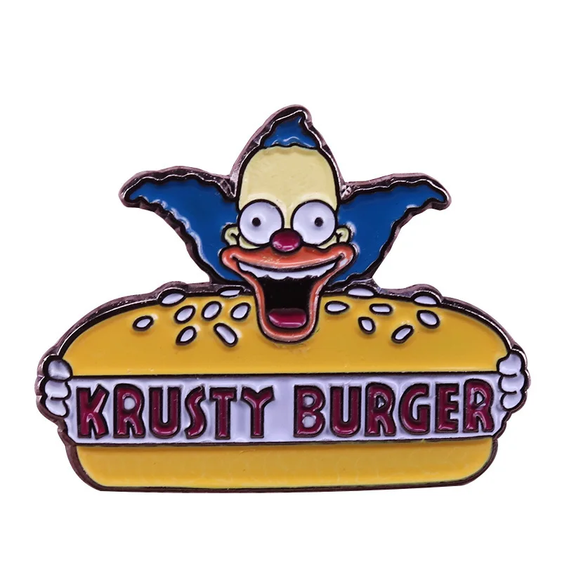 

XM-funny Creative clown burger pin animated sitcom inspired badge book bag enamel pin