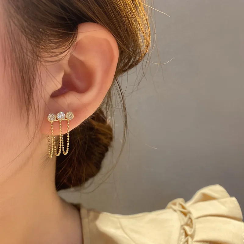

Fashion Long Tassel Full Rhinestone Drop Earrings for Women Pearl Shiny Crystal Dangle Earrings Pendientes Jewelry Gifts Aretes
