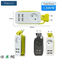 eu power strip 1200w multiple portable travel plug adapter 1 5m extension cable 4 usb port 1 ac slot 250v for home office socket