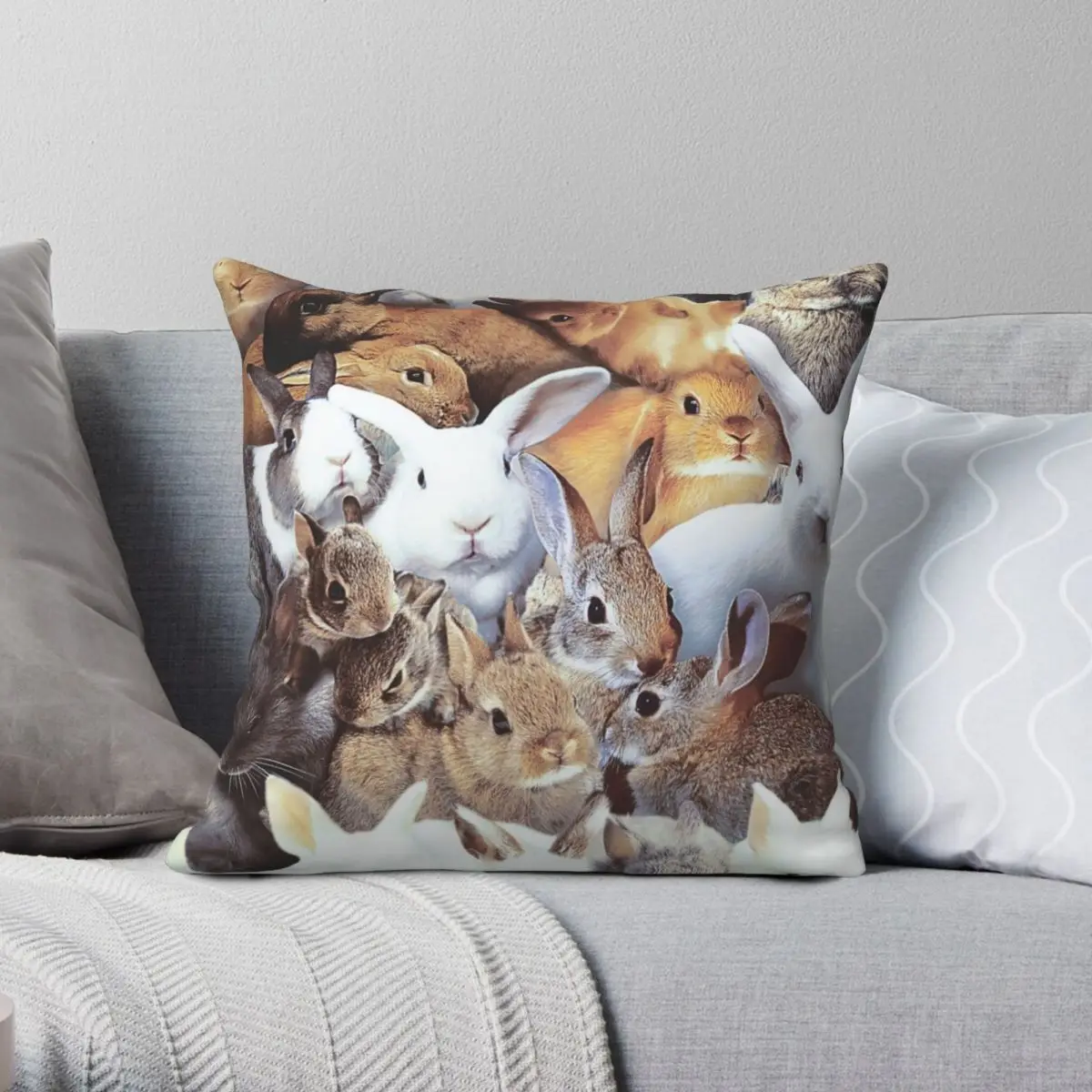 

Rabbits Square Pillowcase Polyester Linen Velvet Printed Zip Decor Throw Pillow Case Home Cushion Cover Wholesale 45x45