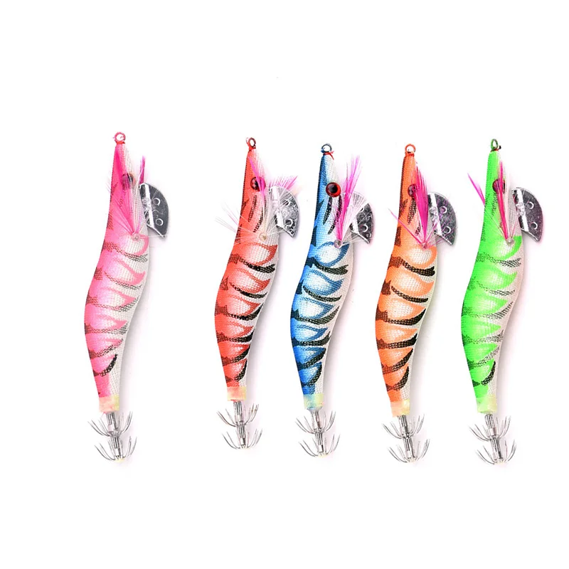 1 шт. жесткий рыболовный приманка с грузом из свинца, крючок на кальмара, деревянный креветка, искусственные приманки осьминога и каракатицы.