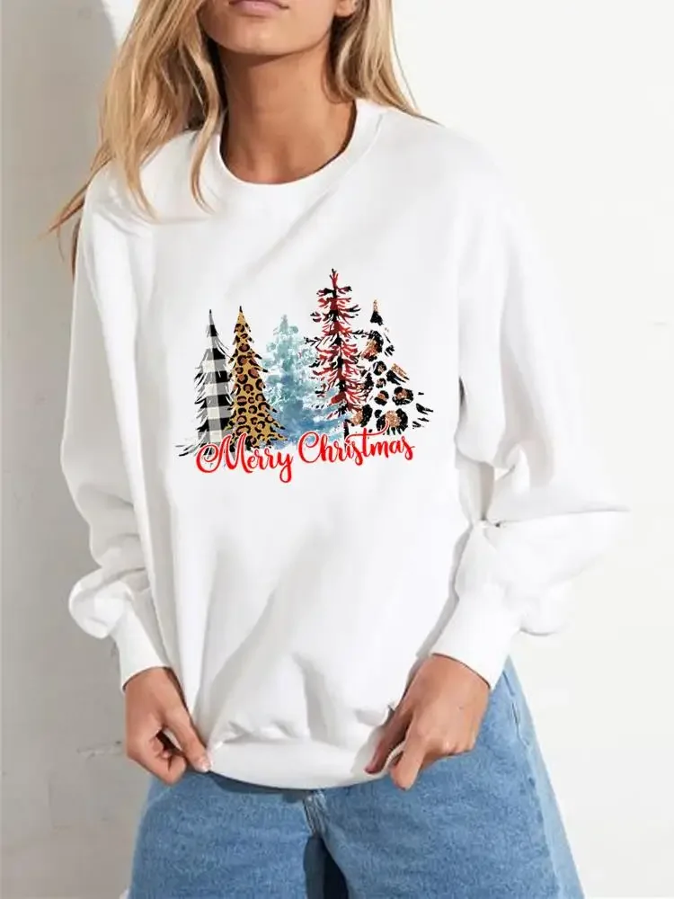 

Повседневные флисовые свитшоты с принтом леопардовой елки, Рождественская модная одежда, Новогодняя женская одежда, пуловеры