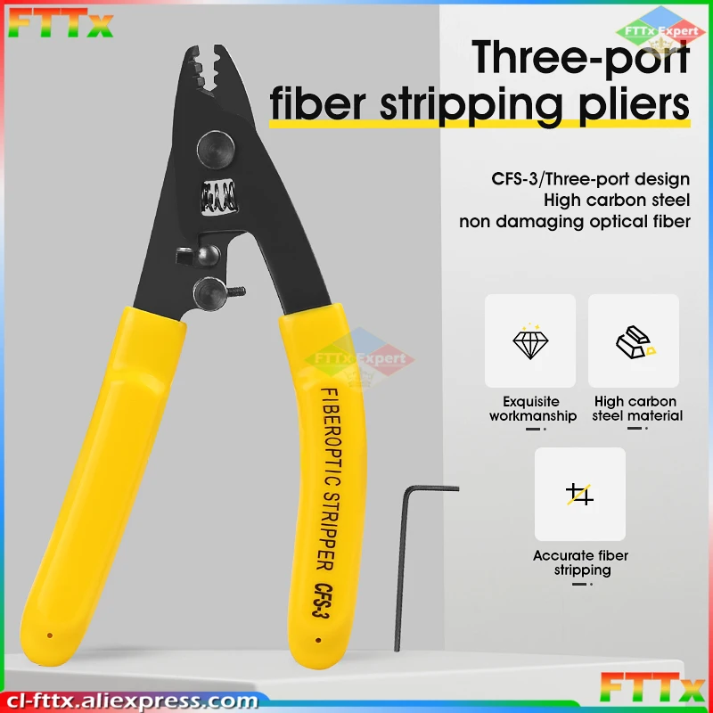 1PC CFS-3/CFS-2/FO103-S Three-port Fiber Optical Stripper Pliers Wire Strippers for FTTH Tools Optic Stripping Plier Tool