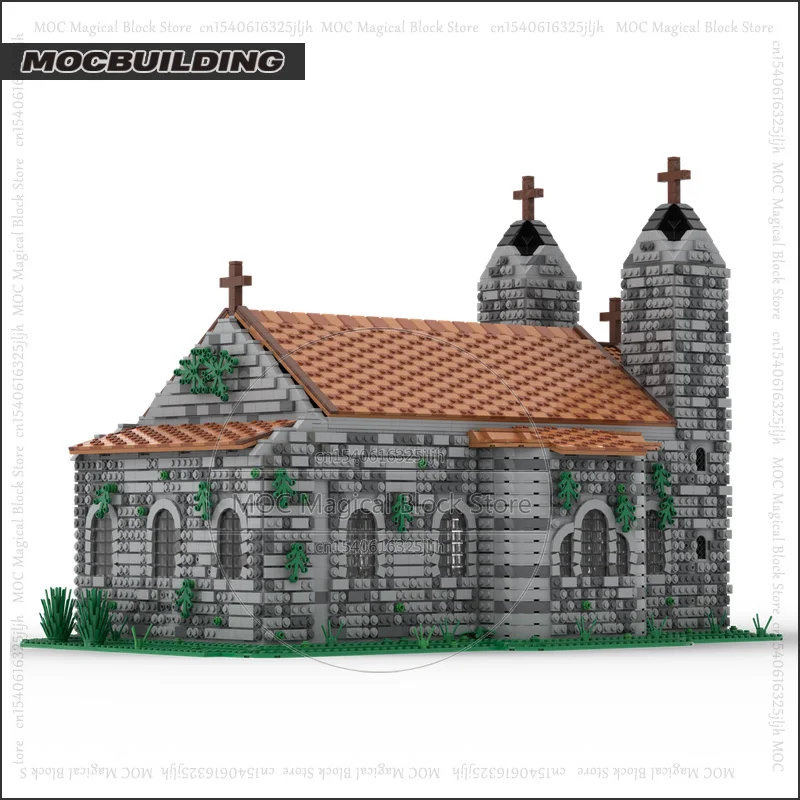 Средневековая церковь MOC строительные блоки деревенский город архитектура вид