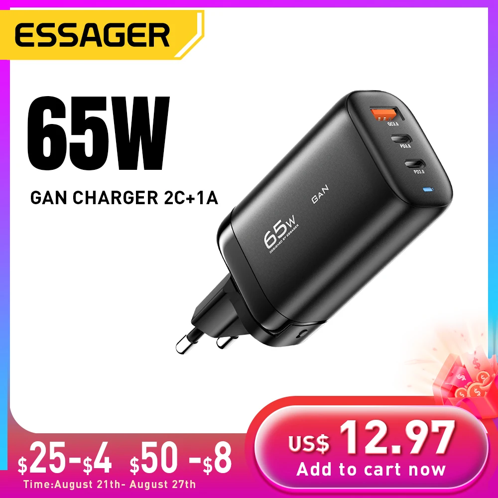 

Essager 65W GaN USB Type C Charger For Laptop PPS 45W 25W Fast Charge For Samsung QC3.0 PD3.0 For iPhone14 13 Pro Phone Chagers