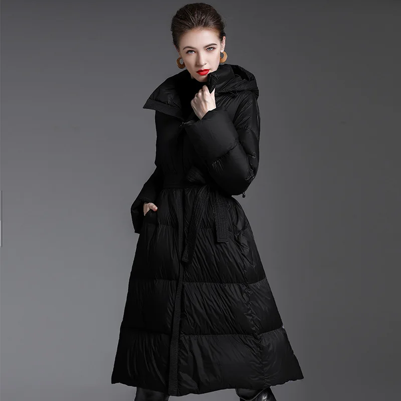 Women Fashion White Duck Down Hooded Down Jacket Ladies Winter Keep War Thick Down Coat Purple Black Snow Day Outwear Clothes enlarge