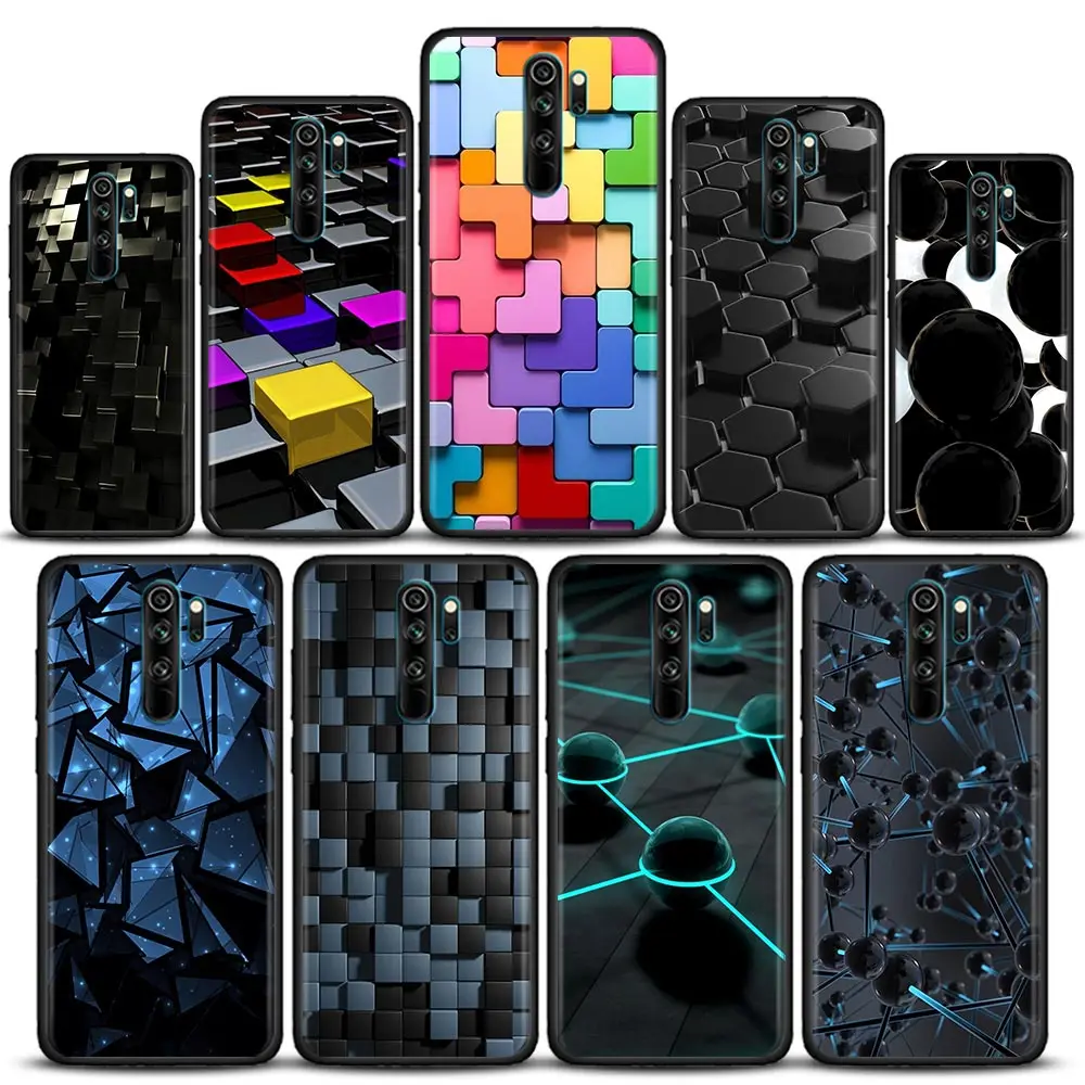 

3D Colorful Block Case For Xiaomi Redmi 9A 7A 9C 9T 9 10 7 6 8A Case Soft Silicone Cover For Redmi K40 K40s K50 Pro