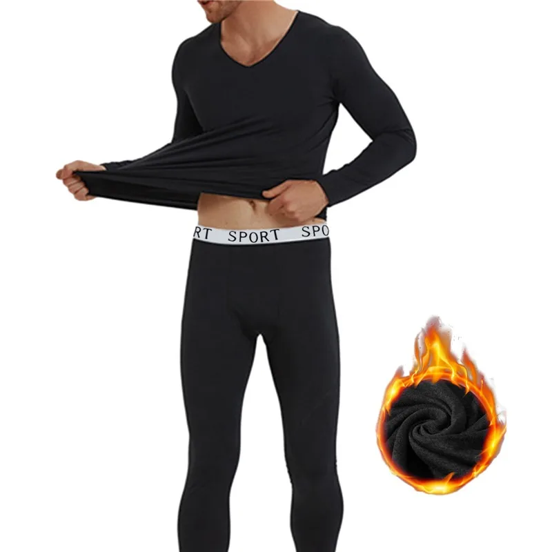 

New Thermal Underwear Men's Plus Velvet De Velvet Constant Temperature Thermal Heating Keep Warm Long Johns Suit Without Trace
